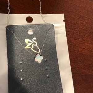 White opal clover necklace